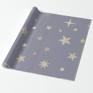 Modern Festiv Grå Guld Stjärn Rulle Presentpapper