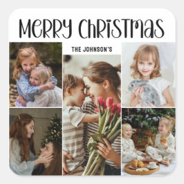 Modern Festive Casual Colorful Christmas 5 Photo  Fyrkantigt Klistermärke