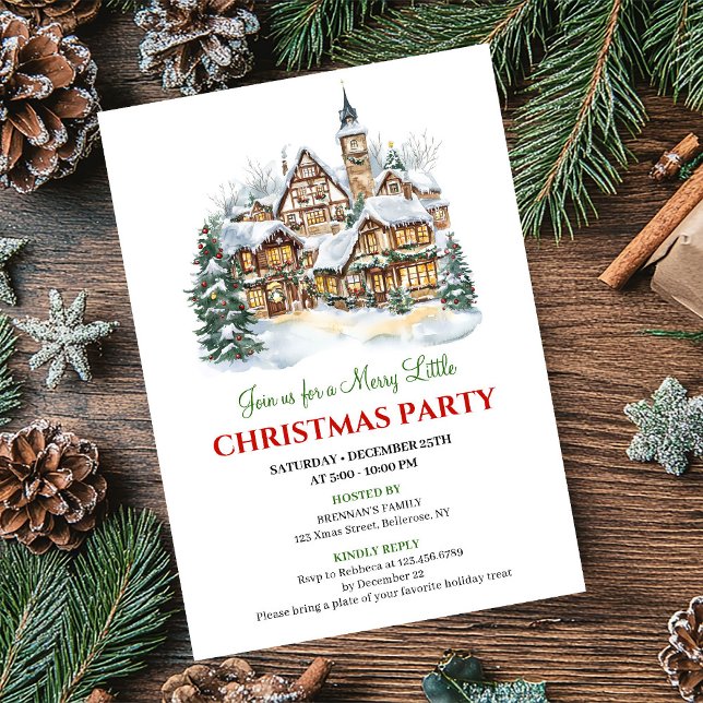 Modern festive city Christmas party dinner invite Inbjudningar (Modern festive city Christmas party dinner invite)