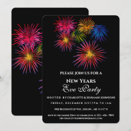 Modern Festive Fireworks Nyårsafton Party Inbjudningar