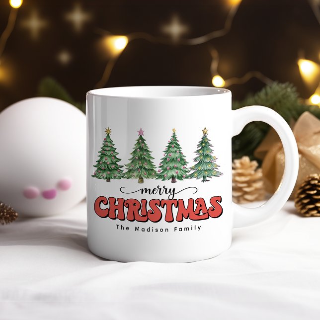 Modern Festive God jul Träd Watercolor Kaffemugg (Skapare uppladdad)