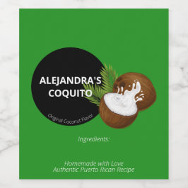 Modern Festive Grönt Coconut Stänk Coquito Flaska Vinflaska Etikett