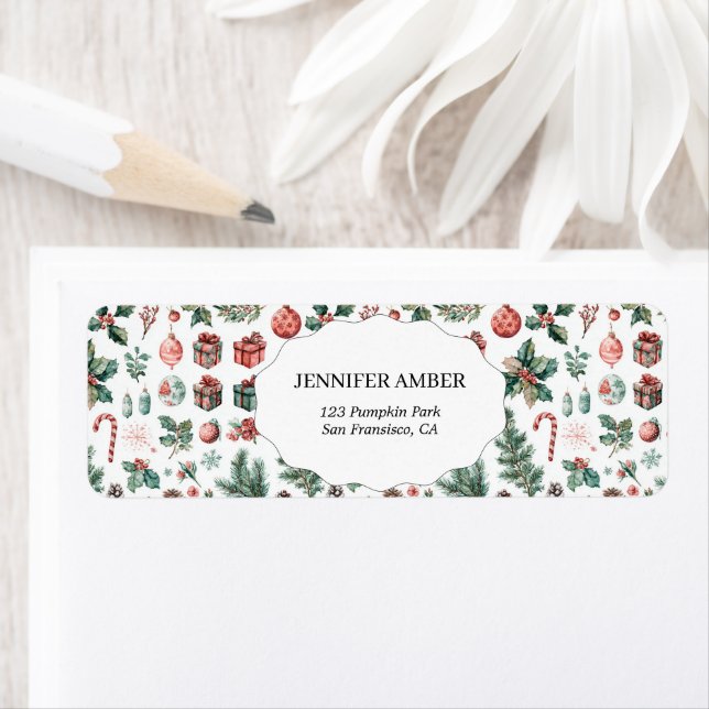 Modern Festive Holiday Simple Rustic Boho Returadress Etikett (Insitu)