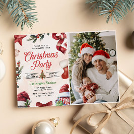 Modern Festive jul Party Photo Inbjudningar