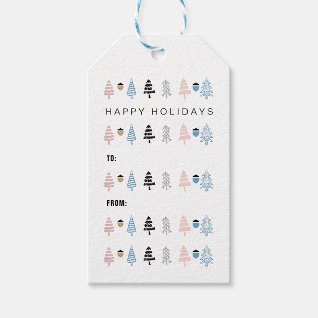 Modern Festive Julgran to & from Helgdag Presentetikett (Framsidan)