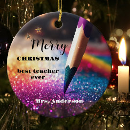 Modern Festive Pencil Lärare Tack jul Julgransprydnad Keramik