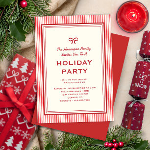Modern Festive Red Bow and Rand Family Helgdag Inbjudningar