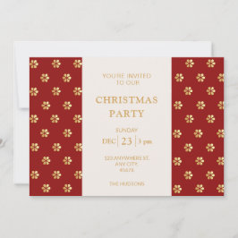 Modern Festive Red + Guld Daisy jul Party Julkort