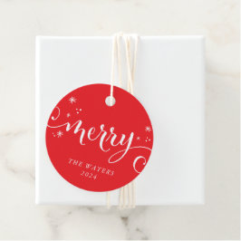 MODERN festive roligt calligraphy sparkles red Gåvor Etiketter