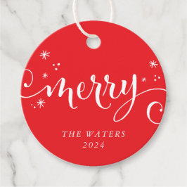 MODERN festive roligt calligraphy sparkles red Gåvor Etiketter