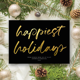 Modern Festive Script No Photo Business Black Guld Julkort