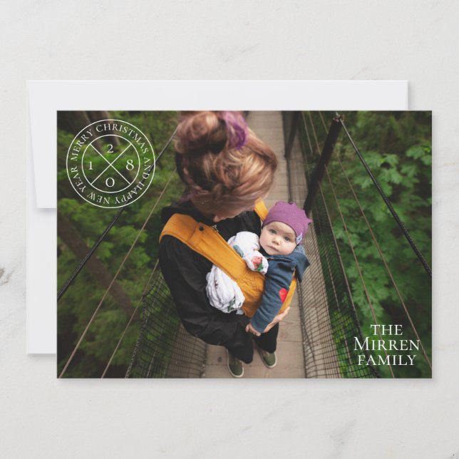 Modern Festive Seal Red Helgdag Photo Card Julkort (Framsida)