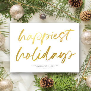Modern Festive-skript, nr Photo Business White Gul Julkort