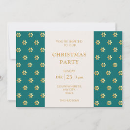 Modern Festive Teal + Guld Daisy jul Party Julkort