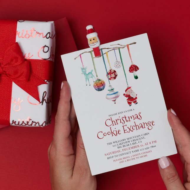 Modern Festive Watercolor Cookie Exchange Party Inbjudningar (Skapare uppladdad)