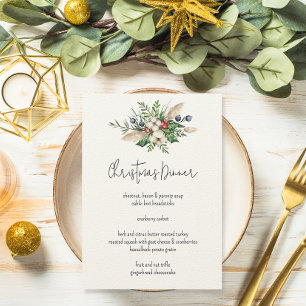 Modern Festive Watercolor-Helgdag, julmiddag Meny