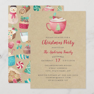 Modern festive Watercolor Mugg jul Party Inbjudningar