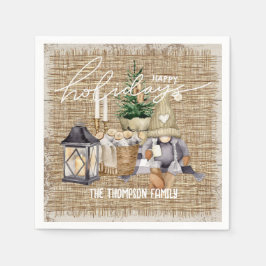 Modern festlig vattenfärgsgård jul pappersservett