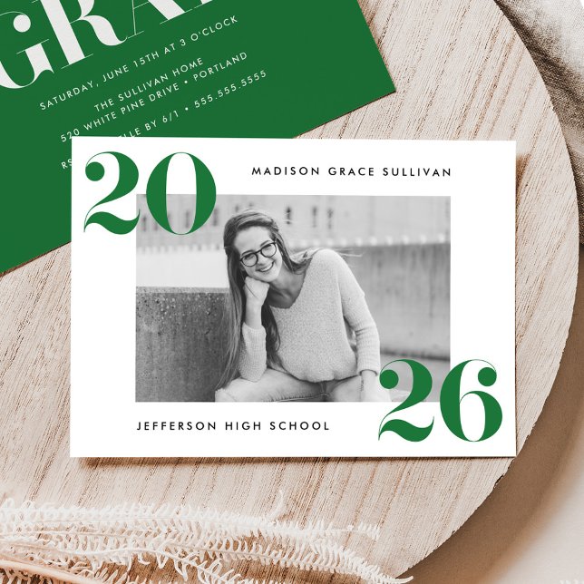 Modern fet 2025-Gröntens fotoStudentfest Inbjudningar (Skapare uppladdad)