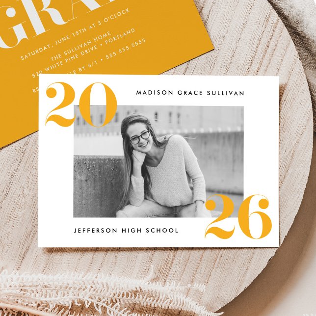 Modern fet 2025-Gultens fotoStudentfest Inbjudningar (Skapare uppladdad)