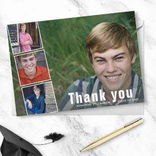 Modern fet 4 Photo Collage Studenten Tack Inbjudningar