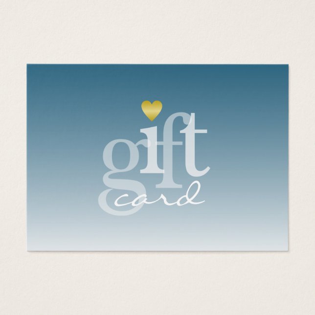 Modern fet blått ombre Guld Heart-presentkort Visitkort (Framsidan)