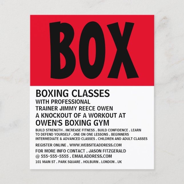 Modern fet, Boxing Class Advert Flyer (Framsidan)