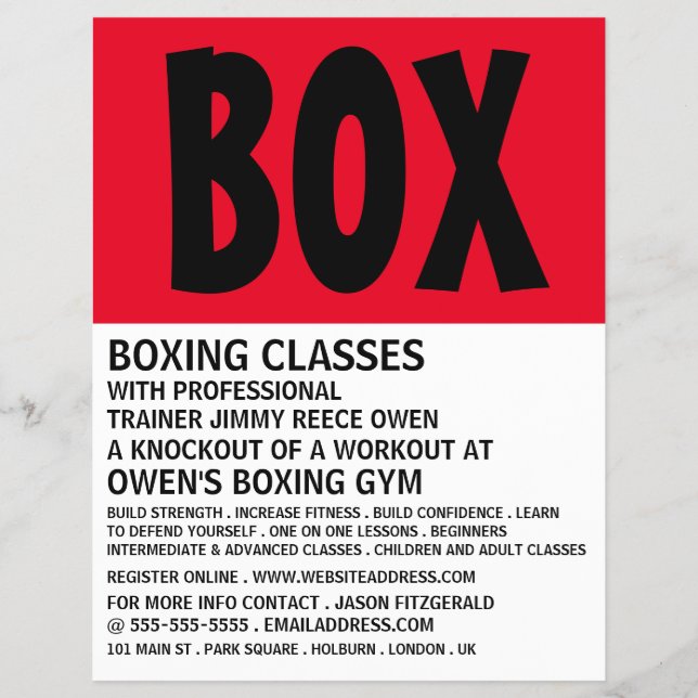 Modern fet, Boxing Class Advert Flyer (Framsidan)