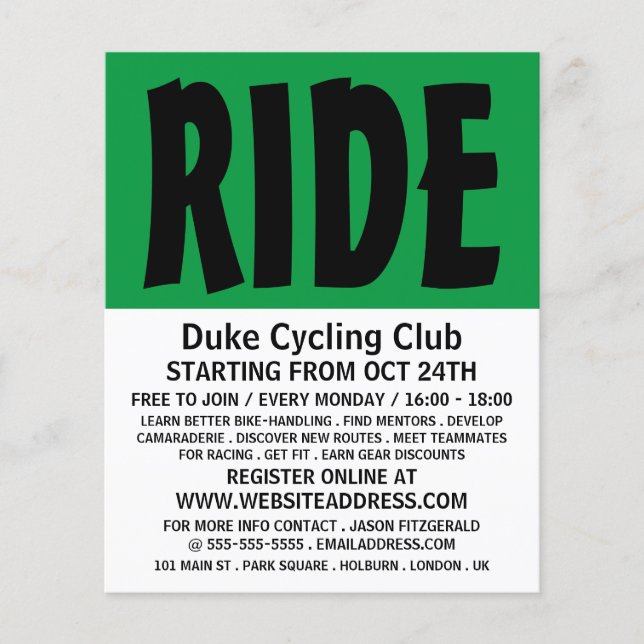 Modern fet, cyklisk Klubb Reklam Flyer (Framsidan)