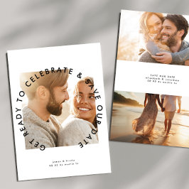 Modern fet "få redo att fira"-foto spara datumet