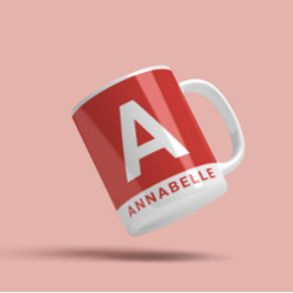 Modern fet färgblock röd personlig namn kaffemugg