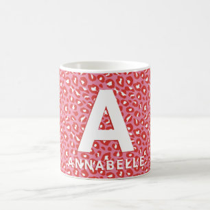 Modern fet färgblock rosa djurtryck namn-coff kaffemugg