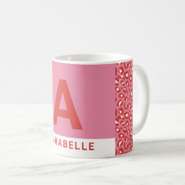 Modern fet färgblock rosa djurtryck namn kaffemugg