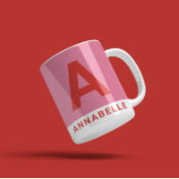 Modern fet färgblock rosa personlig namn kaffe