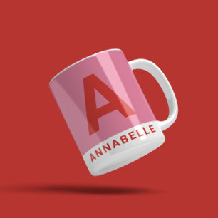Modern fet färgblock rosa personlig namn kaffe kaffemugg
