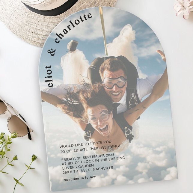 Modern, fet, foto, Bröllop, Arch Inbjudningar (Modern, Bold, Photo, Wedding, Arch Invitation)