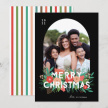 Modern fet God jul Arch-foto med fetstilt Blommigt