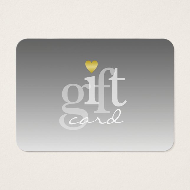 Modern fet Grått Ombre Guld Heart Gift Heart Visitkort (Framsidan)