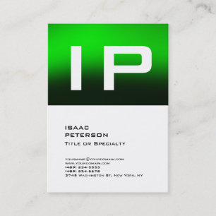 Modern fet Grönt Monogram - vit Professionell Visitkort