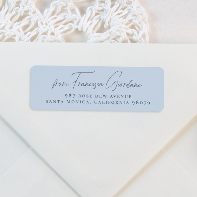 Modern fet handskriven Dusty Blue-Returadress Returadress Etikett (Return Address Label Mock-up)