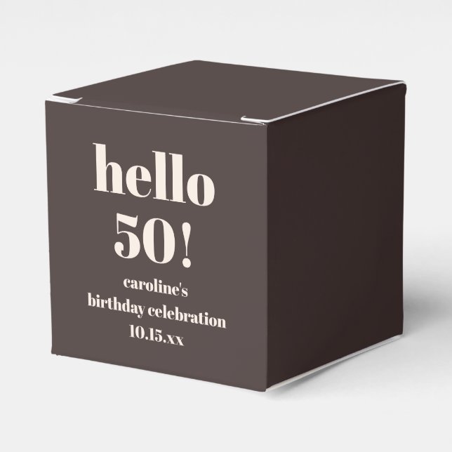 Modern fet jordnära Brun 50-årsdag Anpassad Presentaskar (Framsidan Sidan)
