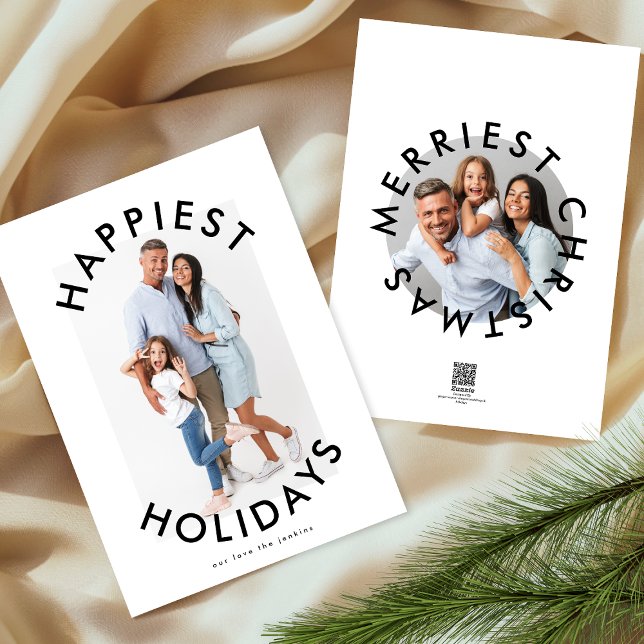 Modern fet jul-skript Elegant två foto Julkort (Skapare uppladdad)