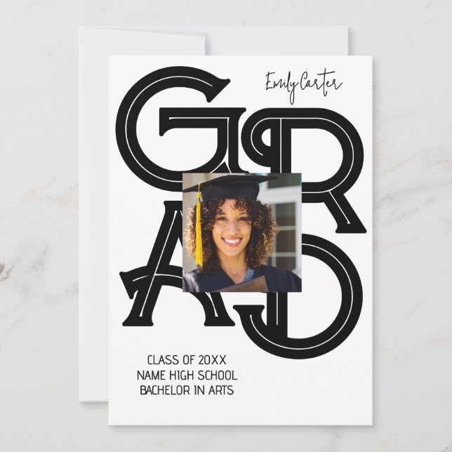 Modern fet kalligrafi Studenten Inbjudningar (Framsida)