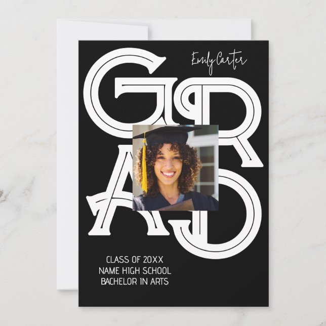 Modern fet kalligrafi Studenten Inbjudningar (Framsida)