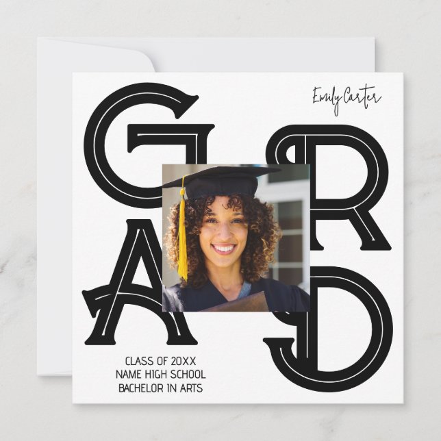 Modern fet kalligrafi Studenten Inbjudningar (Framsida)