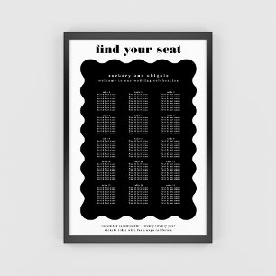 Modern fet, kallopad, svart, Gräns, Bröllop Poster