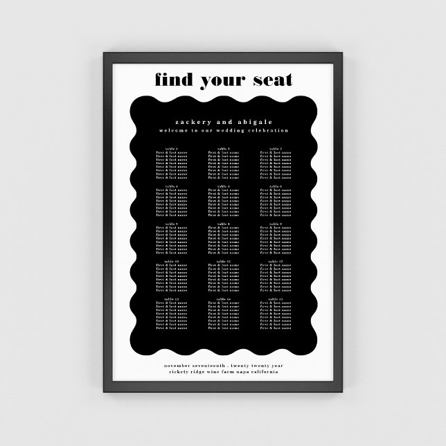 Modern fet, kallopad, svart, Gräns, Bröllop Poster (Skapare uppladdad)