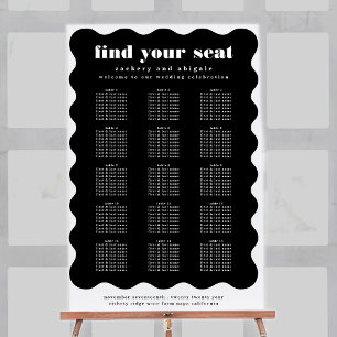 Modern fet, kallopad, svart, Gräns, vit Bröllop Poster