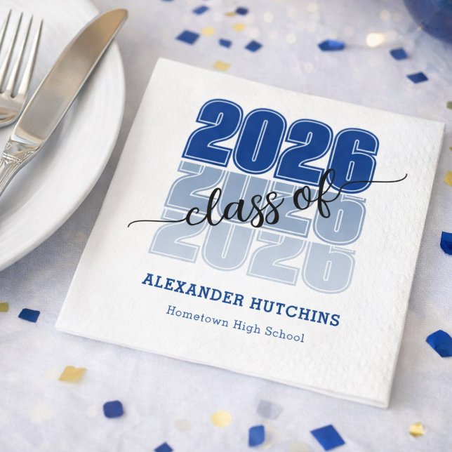 Modern fet klass 2026 marinblå examensfest pappersservett (Skapare uppladdad)
