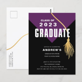 Modern fet Lila Grad Cap Studenten vykort